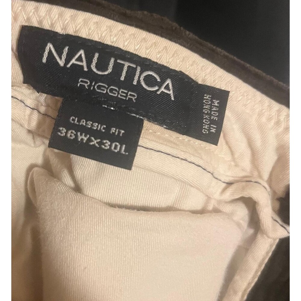 Vintage Nautica Mens 36x30 Classic Fit Rigger Dark Brown Corduroy Pants - Picture 2 of 4